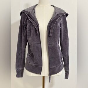 Women's Distressed Gray Zip Hoodie Size Small SKU12